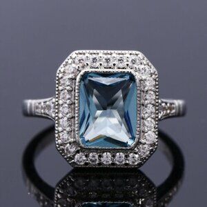 🔥Noble Retro Carved Pure Blue Zircon Silver Vintage Rings for Women, MAR…